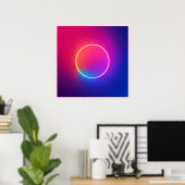 Neon Gloeiende Cirkel Abstracte Kunst Poster (Thuiskantoor)