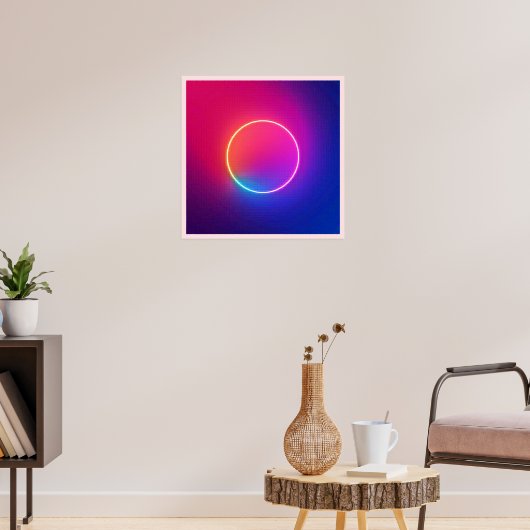 Neon Gloeiende Cirkel Abstracte Kunst Poster (Woonkamer 3)