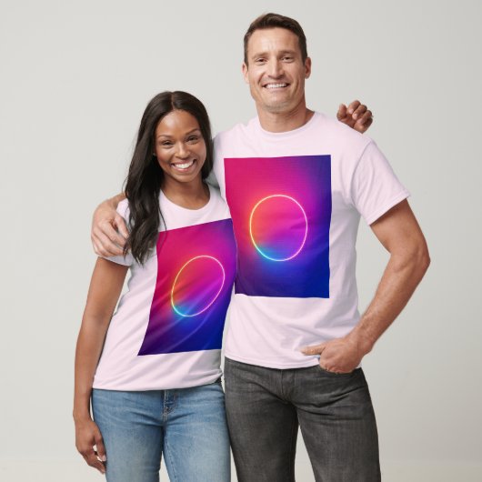 Neon Gloeiende Cirkel Abstracte Kunst T-shirt (Unisex)