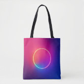 Neon Gloeiende Cirkel Abstracte Kunst Tote Bag (Voorkant)