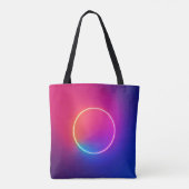 Neon Gloeiende Cirkel Abstracte Kunst Tote Bag (Achterkant)