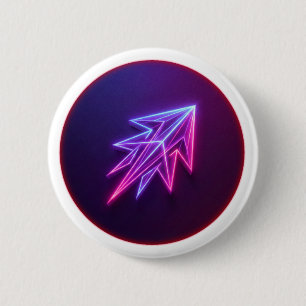 Neon Gloeiende Futuristische Raket Icoon Knop Ronde Button 5,7 Cm