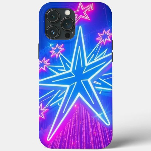 Neon gloeiende grote en kleine sterren - Mobile Case-Mate iPhone Case (Achterkant)
