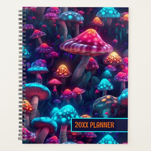 Neon gloeiende paddenstoelen planner (Voorkant)