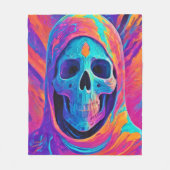 Neon Gloeiende Schedel Kunst Fleece Deken (Voorkant)