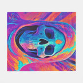 Neon Gloeiende Schedel Kunst Fleece Deken (Voorkant (Horizontaal))