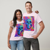 Neon gloeiende schedel kunst t-shirt (Unisex)