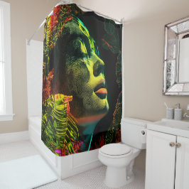 Neon gloeiende schoonheid, ingewikkelde kunst clos douchegordijn