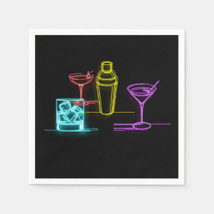 Neon Gloeilampen Kleurrijke Cocktails 21e Verjaard Servet