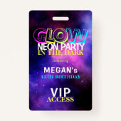 Neon glog VIP van de verjaardagspartij toegangsuit Badge (Voorkant)