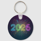Neon Glow 2026 Fireworks Celebration Double-Sided Sleutelhanger (Voorkant)