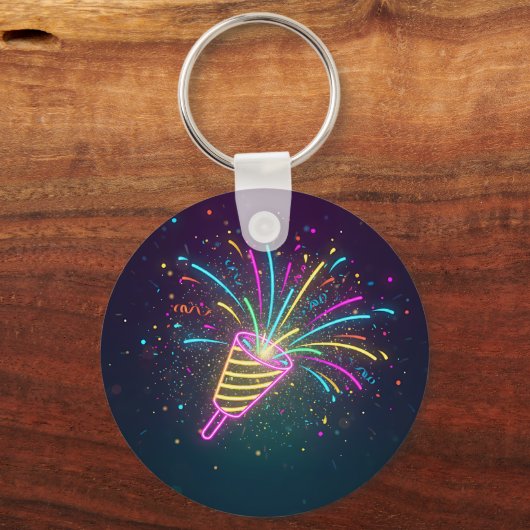 Neon Glow 2026 Fireworks Celebration Double-Sided Sleutelhanger (Achterkant)