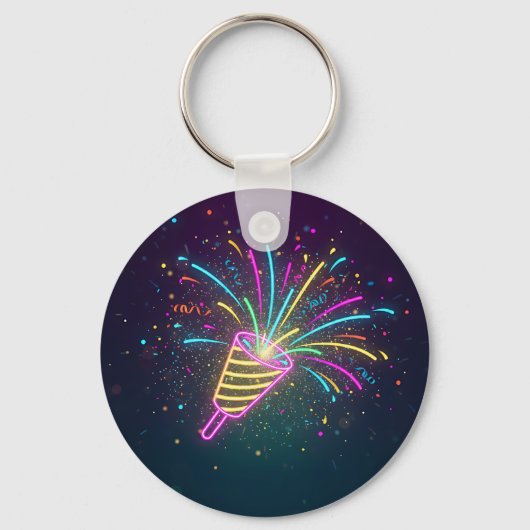 Neon Glow 2026 Fireworks Celebration Double-Sided Sleutelhanger (Achterkant)