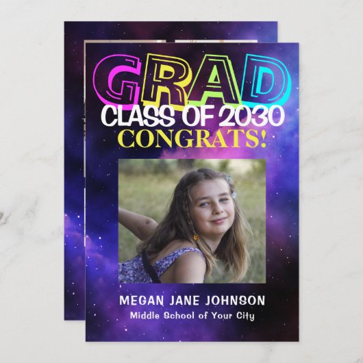 Neon glow 5 foto's afstuderen jaar middelbare scho (Voorkant / Achterkant)