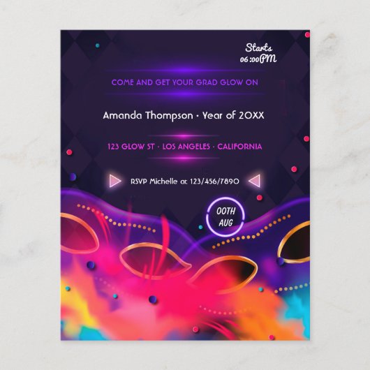 Neon Glow Afstudeerfeest Flyer (Voorkant)