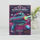 neon Glow arcade pistool Laser Label 13e Verjaarda Kaart (Staand voorkant)