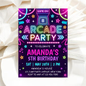 Neon Glow Arcade Verjaardagsfeestje Kaart