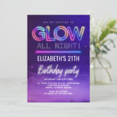Neon Glow Birthday Party – Glow All Night Theme Kaart (Staand voorkant)