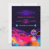 Neon Glow Birthday Party Invitation Kaart (Voorkant)