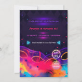 Neon Glow Birthday Party Invitation Kaart (Voorkant)