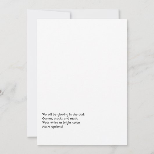 Neon Glow Birthday Party Invitation Kaart (Achterkant)
