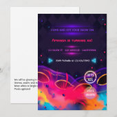 Neon Glow Birthday Party Invitation Kaart (Voorkant / Achterkant)