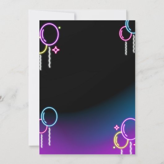 Neon Glow - Birthday Party Invitation Kaart (Achterkant)