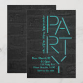 Neon Glow Blue PARTY bakstenen muur stedelijke uit Kaart (Voorkant / Achterkant)