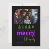 Neon Glow Boomstructuur Moderne Retro Vakantiefoto Feestdagenkaart (Voorkant)