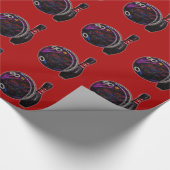 Neon Glow Bowling Ball en Pin on Red Cadeaupapier (Hoek)