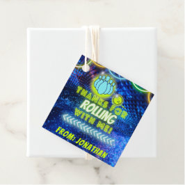 Neon Glow Bowling Party Bedankt voor het rollen Bedankjes Labels