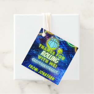 Neon Glow Bowling Party Bedankt voor het rollen Bedankjes Labels