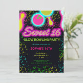 Neon Glow Bowling Party Girly Schattige Sassy Swee Kaart (Staand voorkant)