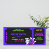 Neon Glow Bowling Party Verjaardagskaart Kaart (Staand voorkant)