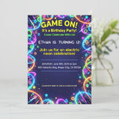 Neon Glow Brthday Party  Kaart (Staand voorkant)