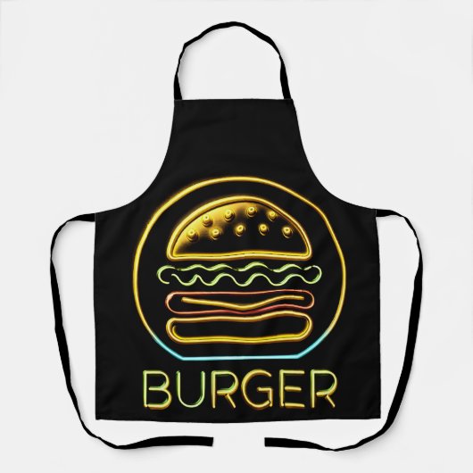 Neon Glow Burger Teken Schort (Voorkant)