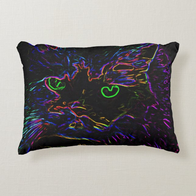 Neon Glow Cat Accent Kussen (Voorkant)