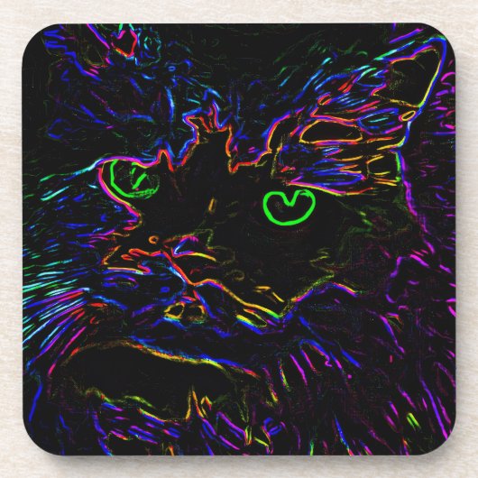 Neon Glow Cat Bier Onderzetter (Voorkant)