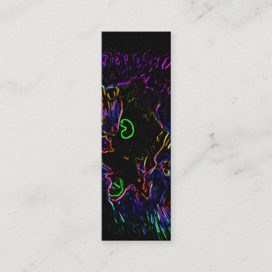 Neon Glow Cat Bladwijzer Mini Visitekaartje (Voorkant)