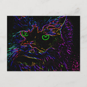 Neon Glow Cat Briefkaart