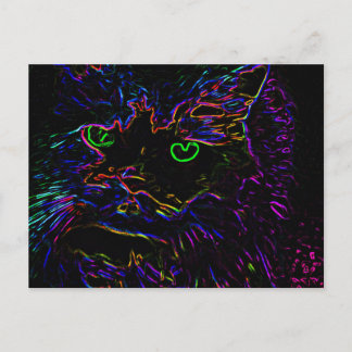 Neon Glow Cat Briefkaart