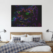 Neon Glow Cat Canvas Afdruk (Insitu (Slaapkamer))