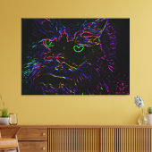 Neon Glow Cat Canvas Afdruk (Insitu (Woonkamer))