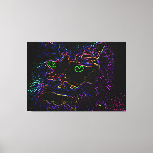 Neon Glow Cat Canvas Afdruk (Voorkant)