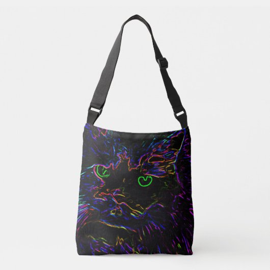 Neon Glow Cat Crossbody Tas (Voorkant)
