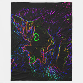 Neon Glow Cat Fleece Deken