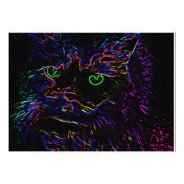 Neon Glow Cat Foto Afdruk