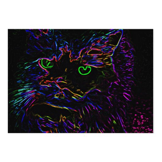Neon Glow Cat Foto Afdruk (Voorkant)