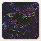 Neon Glow Cat Kartonnen Onderzetters (Voorkant)
