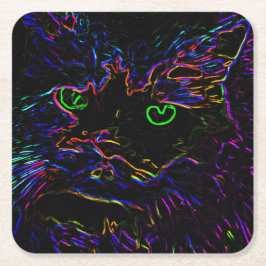 Neon Glow Cat Kartonnen Onderzetters